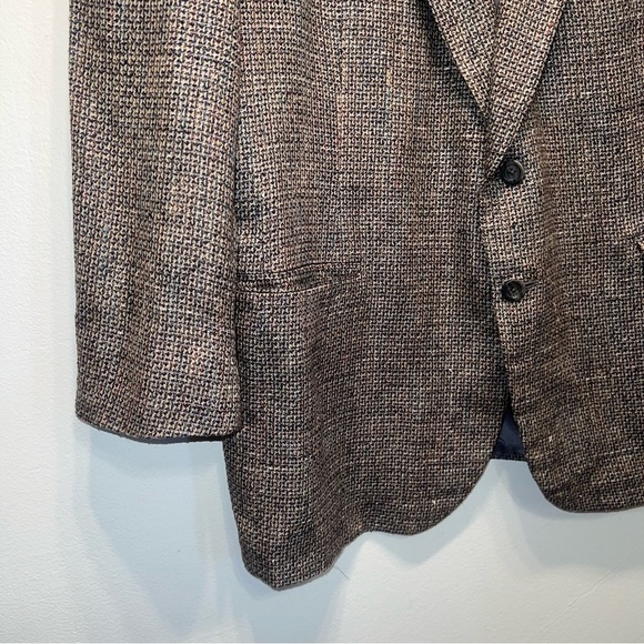 Vintage Tweed Sport Coat Blazer with Elbow Pads Brown Tan Men’s 46R Back Detail - Picture 5 of 14